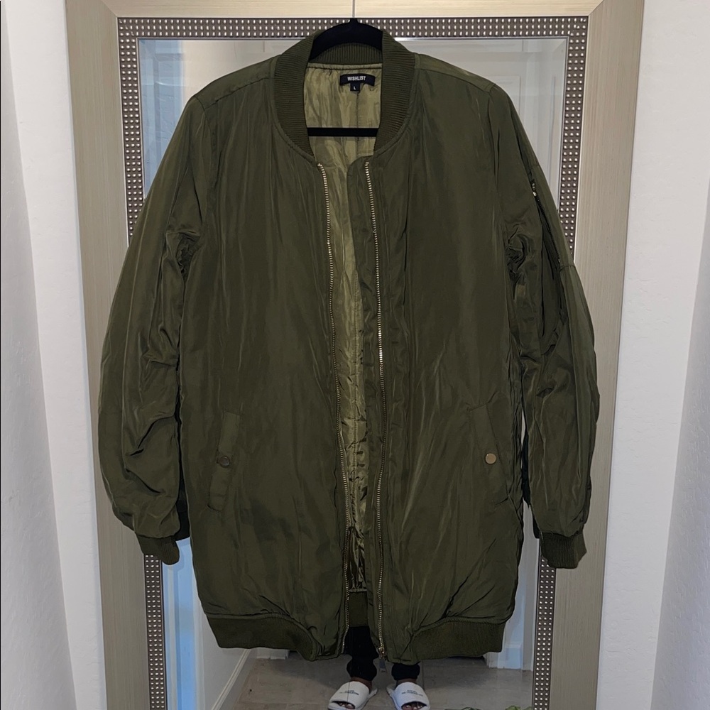 Olive Green Bomber Jacket Womens Size Large